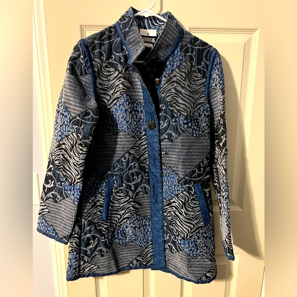 Retro Yak Magik Tapestry-look Medium blue statement jacket - Picture 1 of 9